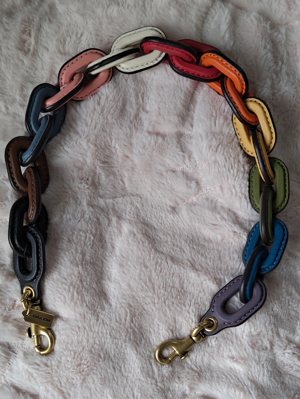 Coach Rainbow Leather Covered Short Chain Strap - Picture 2 of 7